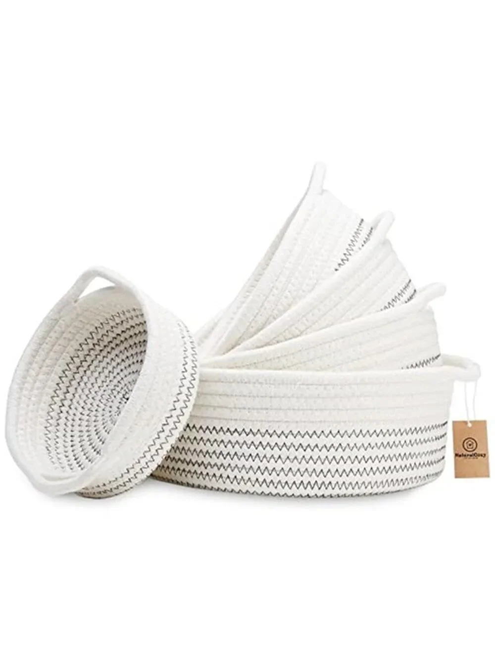New 5-Piece Round Woven Cotton Rope Storage Baskets for Organizing,
